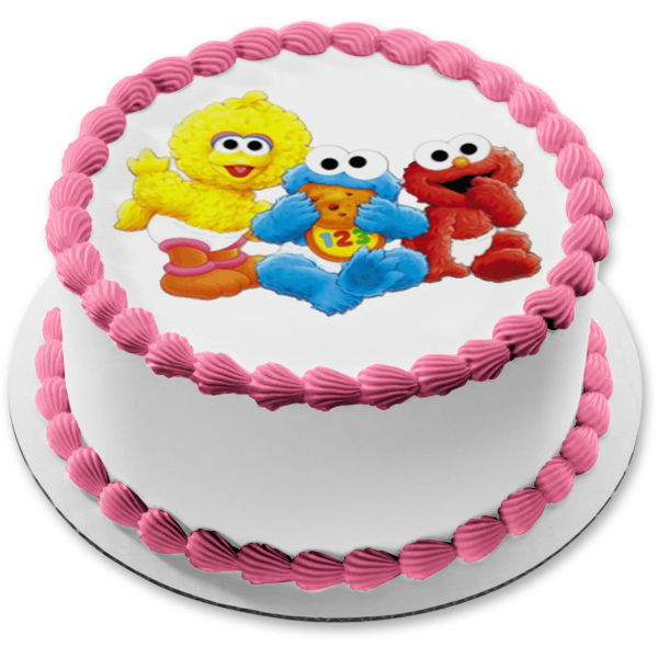 Baby Sesame Street Big Bird Cookie Monster Elmo Edible Cake Topper Image ABPID09040