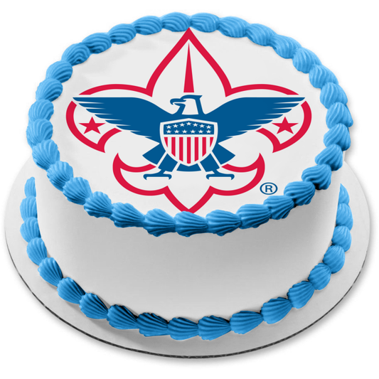 Boy Scout Emblem Eagle Stars Edible Cake Topper Image ABPID08876