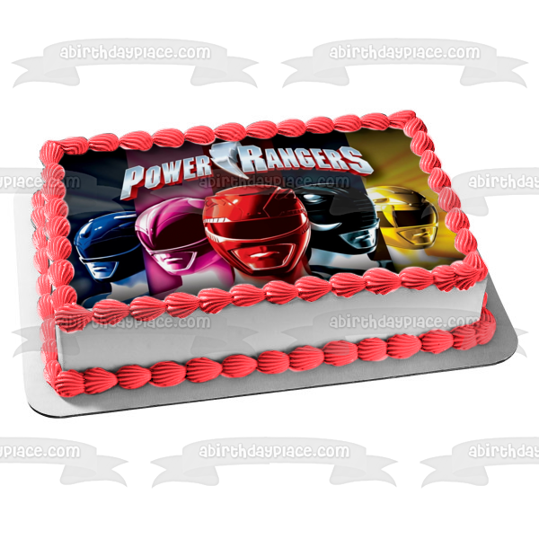 Power Rangers Logo Negro Amarillo Rojo Azul Rosa Imagen comestible para tarta ABPID09047 