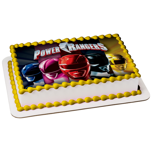 Power Rangers Logo Negro Amarillo Rojo Azul Rosa Imagen comestible para tarta ABPID09047 