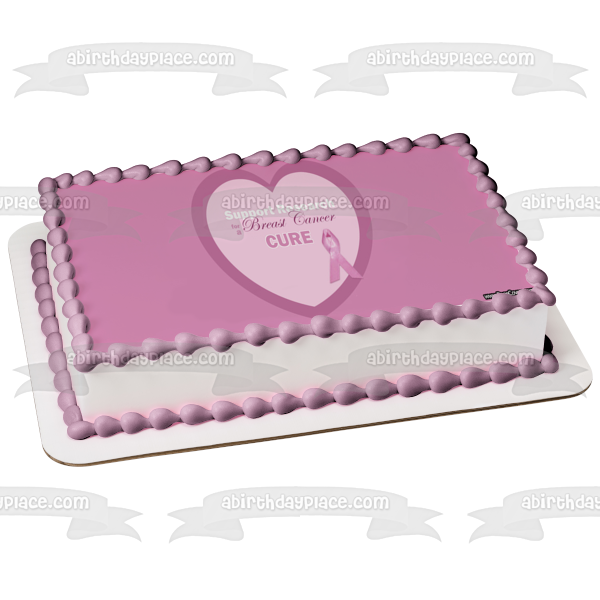 Imagen comestible para tarta con diseño de corazón de cinta morada de concientización sobre el cáncer de mama ABPID08881 