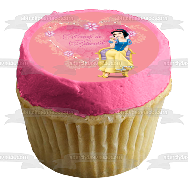 Imagen de adorno comestible para tarta comestible con corazón de Blancanieves de Disney, listo para brillar, ABPID09050 