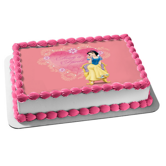 Imagen de adorno comestible para tarta comestible con corazón de Blancanieves de Disney, listo para brillar, ABPID09050 