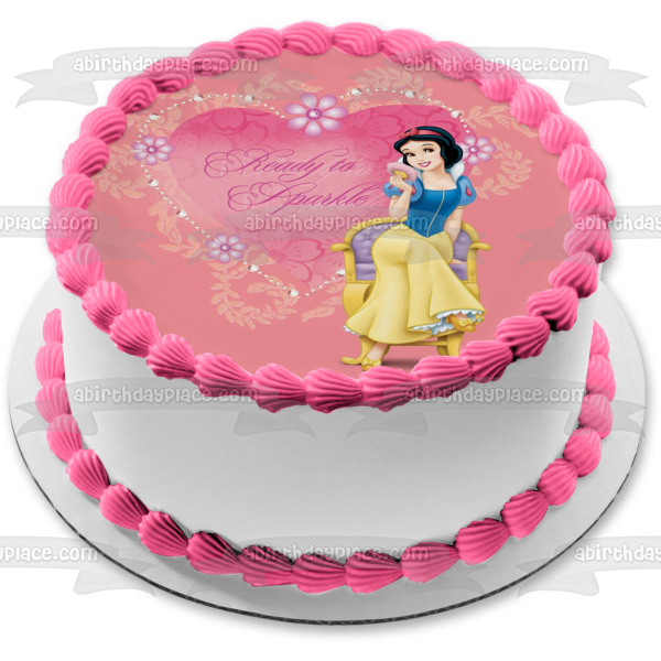 Imagen de adorno comestible para tarta comestible con corazón de Blancanieves de Disney, listo para brillar, ABPID09050 