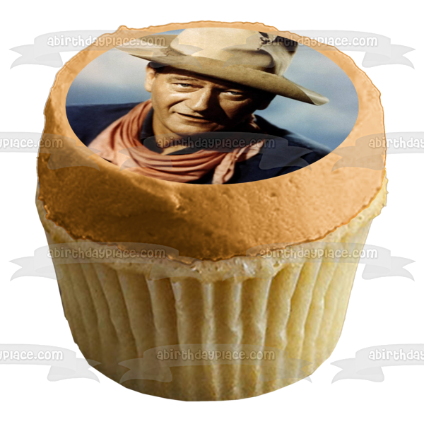 Imagen comestible para decoración de tarta con sombrero de vaquero de John Wayne ABPID09052 