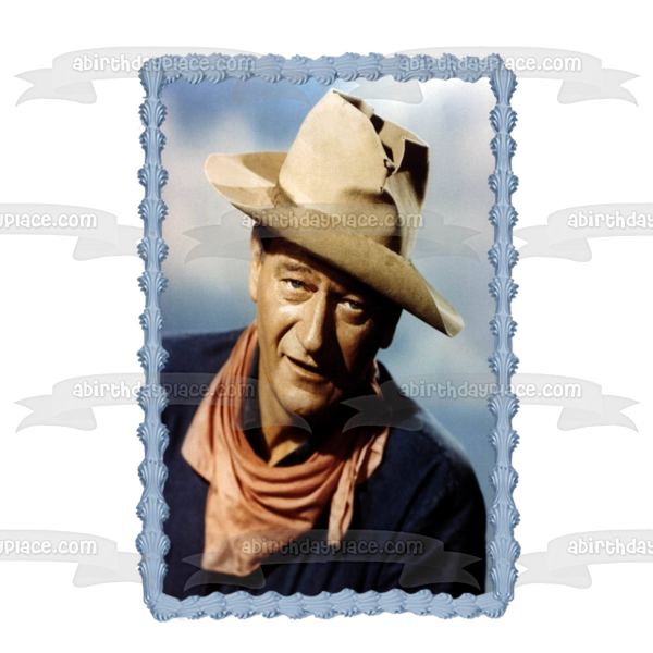 Imagen comestible para decoración de tarta con sombrero de vaquero de John Wayne ABPID09052 