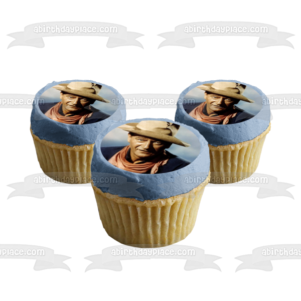 Imagen comestible para decoración de tarta con sombrero de vaquero de John Wayne ABPID09052 