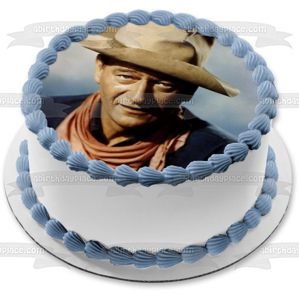 Imagen comestible para decoración de tarta con sombrero de vaquero de John Wayne ABPID09052 