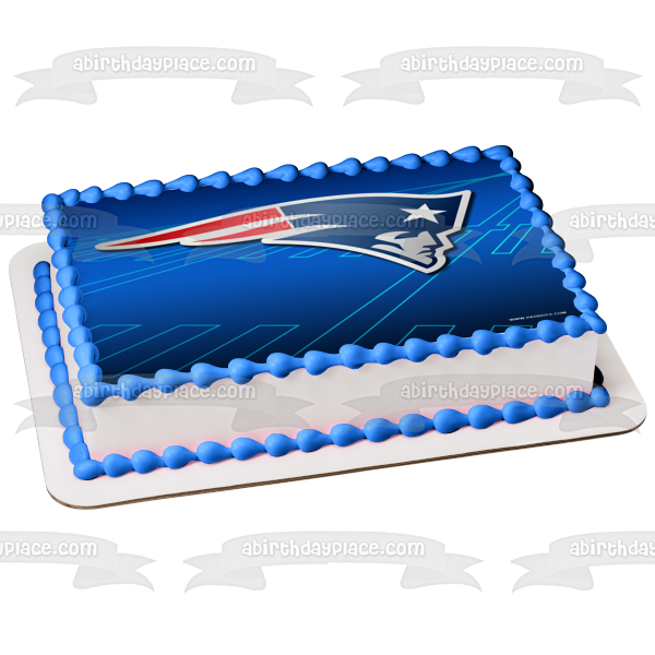 New England Patriots Logo NFL Blue Background National Football League Edible Cake Topper Image ABPID08892