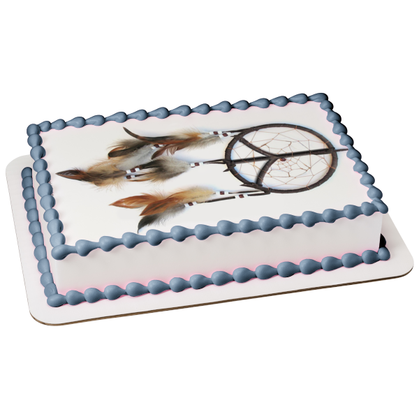 Adorno comestible para tarta con plumas de atrapasueños de nativos americanos, imagen ABPID08896 