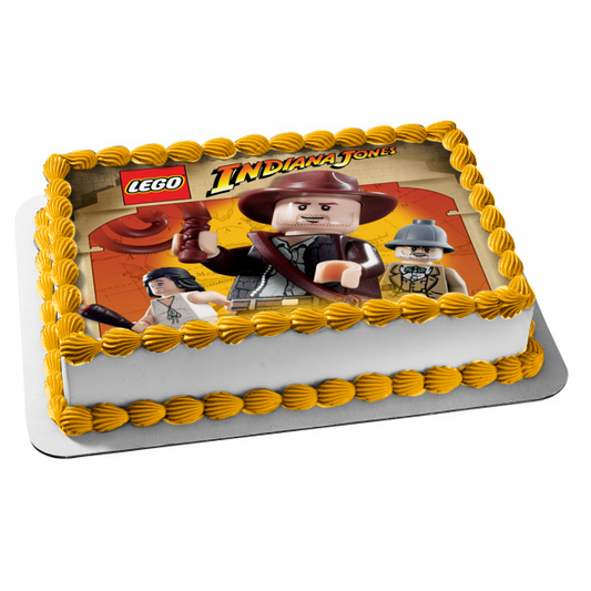 Figura decorativa comestible para tarta LEGO Indiana Jones Henry Jones Marion Ravenwood ABPID09066 