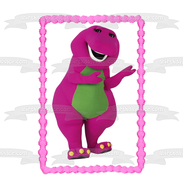 Barney gran dinosaurio morado con modales decoración comestible para tarta imagen ABPID09070 