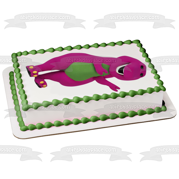 Barney gran dinosaurio morado con modales decoración comestible para tarta imagen ABPID09070 