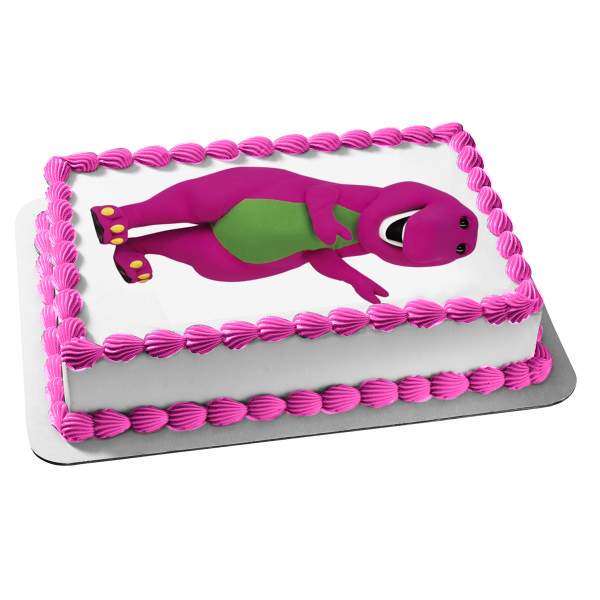 Barney gran dinosaurio morado con modales decoración comestible para tarta imagen ABPID09070 