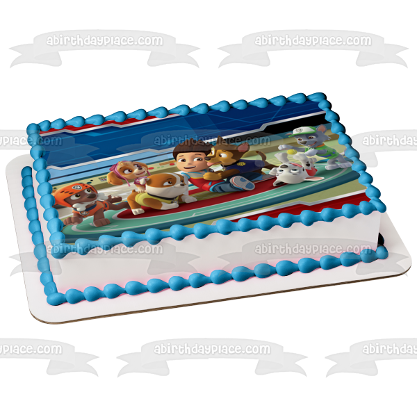 Paw Patrol Chase Everest Skye Zuma Marshall Rocky Ryder Cap'n Turbot Decoración comestible para tarta imagen ABPID08928 