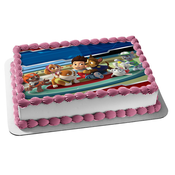 Paw Patrol Chase Everest Skye Zuma Marshall Rocky Ryder Cap'n Turbot Decoración comestible para tarta imagen ABPID08928 