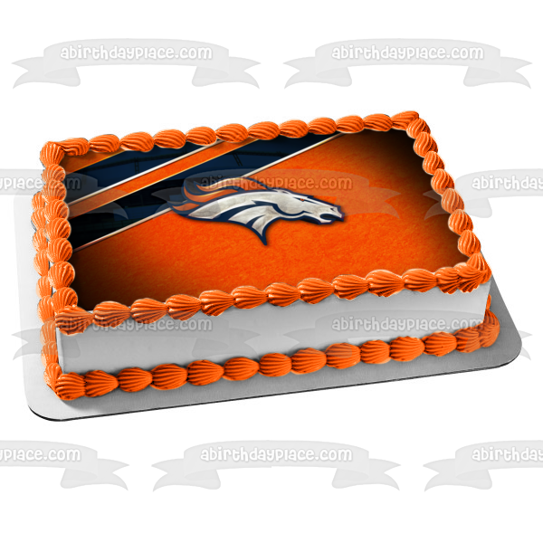 Imagen de decoración comestible para tarta con logotipo clásico de los Denver Broncos, fondo naranja de la NFL, ABPID08935 