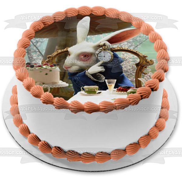 Disneys White Rabbit Alice in Wonderland cake topper