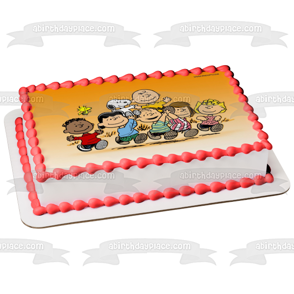 Peanuts Charlie Brown Snoopy Woodstock Linus Peppermint Patty Decoración comestible para tarta Imagen ABPID08952 