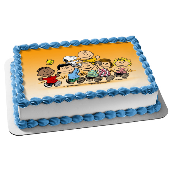 Peanuts Charlie Brown Snoopy Woodstock Linus Peppermint Patty Decoración comestible para tarta Imagen ABPID08952 