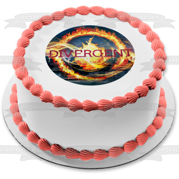 Imagen de decoración comestible para tarta con edificios de cubierta de libro divergente ABPID08990 