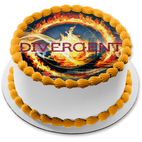 Imagen de decoración comestible para tarta con edificios de cubierta de libro divergente ABPID08990 