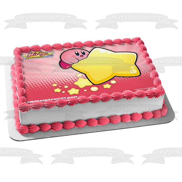 Kirby Super Star Ultra Video Game Yellow Star Edible Cake Topper Image ABPID09118