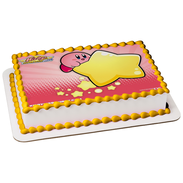 Kirby Super Star Ultra Video Game Yellow Star Edible Cake Topper Image ABPID09118