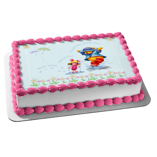 Disney Winnie the Pooh Piglet salpicando lluvia tarareando decoración comestible para tarta imagen ABPID09123 