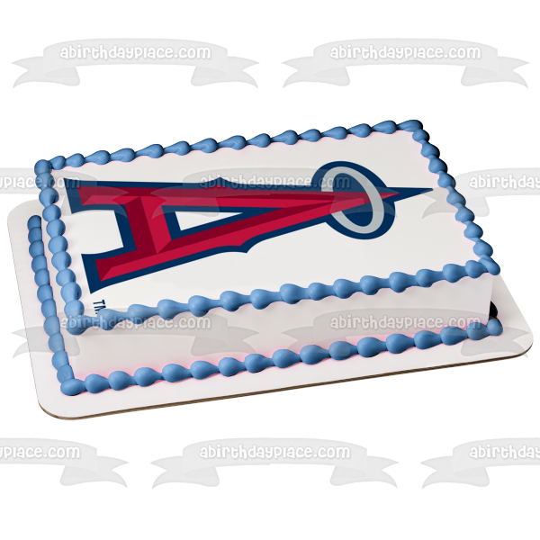 Logotipo de Los Angeles Angels, equipo deportivo, franquicia de béisbol profesional estadounidense, Anaheim, California, decoración comestible para tarta, imagen ABPID09414 