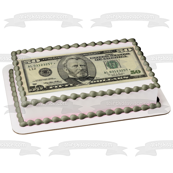 Billete de 50 dólares de los Estados Unidos de América Imagen de decoración comestible para tarta de 50 dólares ABPID09416 