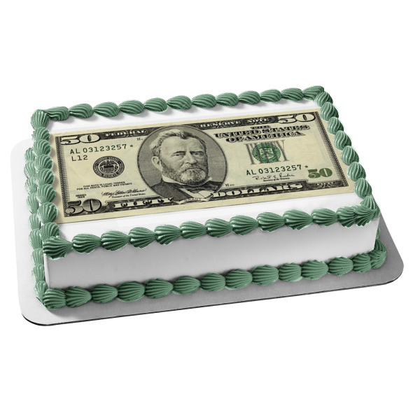 Billete de 50 dólares de los Estados Unidos de América Imagen de decoración comestible para tarta de 50 dólares ABPID09416 