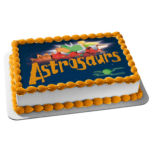 Astrosaurs Children's Science Fiction Novels Steve Cole Arx Longhorn Orano Captain Teggs Horatio Stegosaur Iggadoo Tooth Edible Cake Topper Image ABPID09424