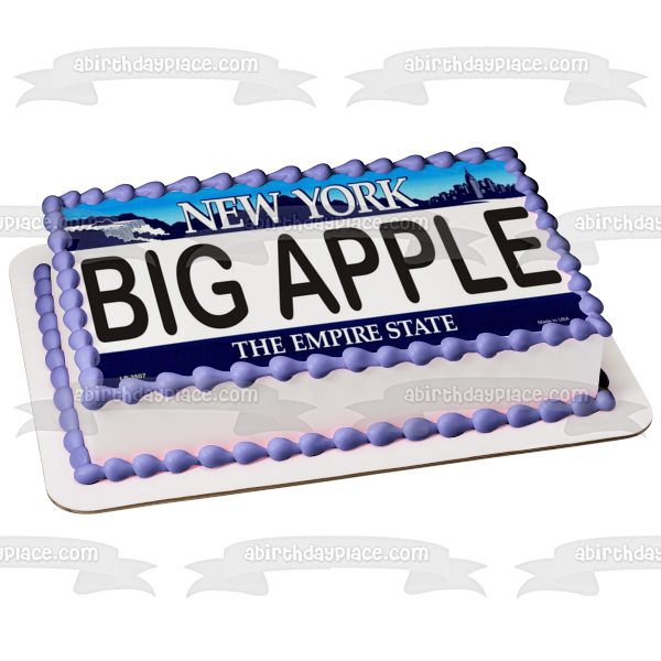 Imagen de decoración comestible para tarta con placa de matrícula del Empire State de la Gran Manzana de Nueva York ABPID09426 