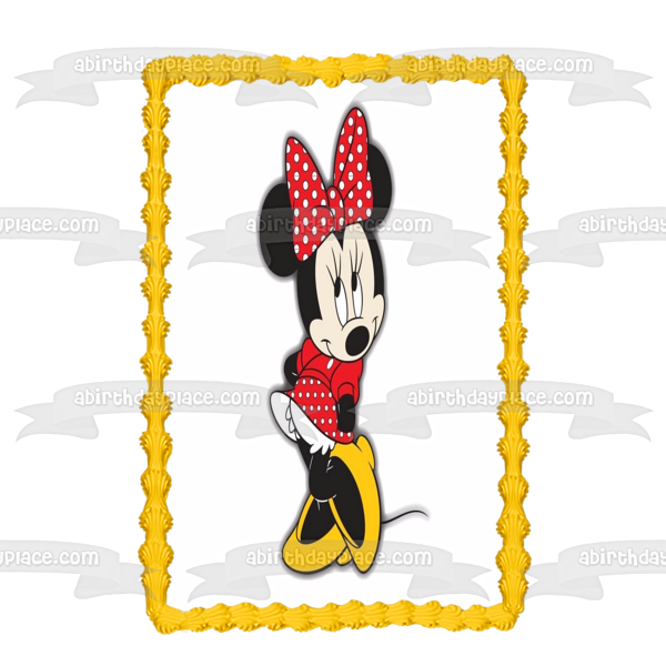 Disney Minnie Mouse Red White Polka Dots Edible Cake Topper Image ABPID09146