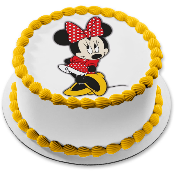 Disney Minnie Mouse Red White Polka Dots Edible Cake Topper Image ABPID09146