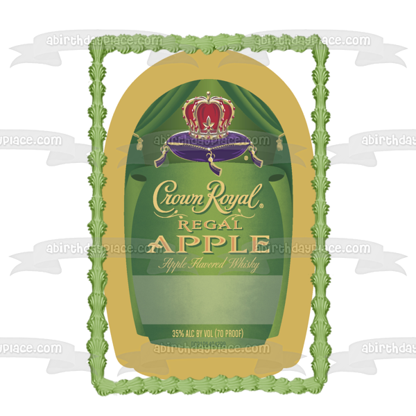 Crown Royal Regal - Decoración comestible para tarta con botella de whisky con sabor a manzana, imagen ABPID09488 