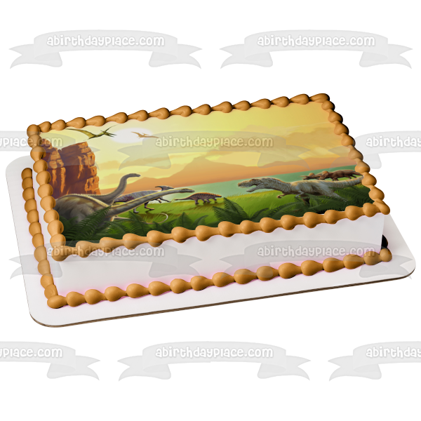 Dinosaurs Triceratops Tyrannosaurus Rex Edible Cake Topper Image ABPID09156