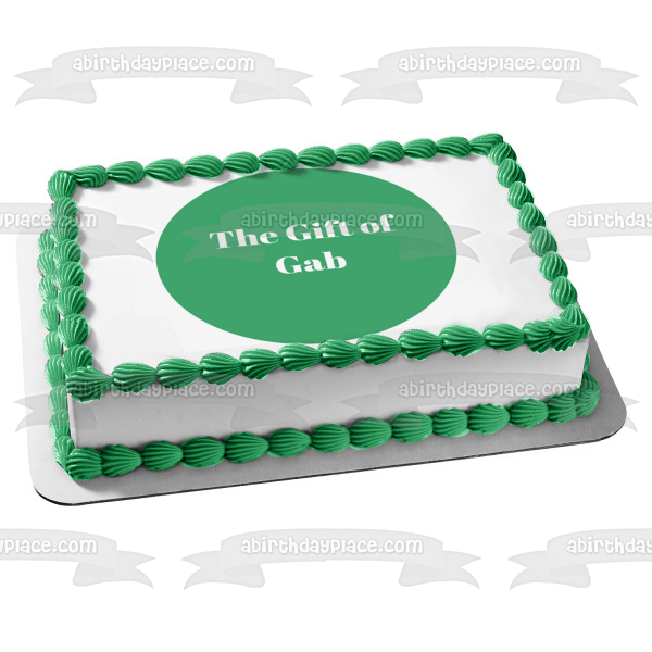 Imagen comestible para decoración de tarta con fondo verde del regalo de Gab ABPID09570 