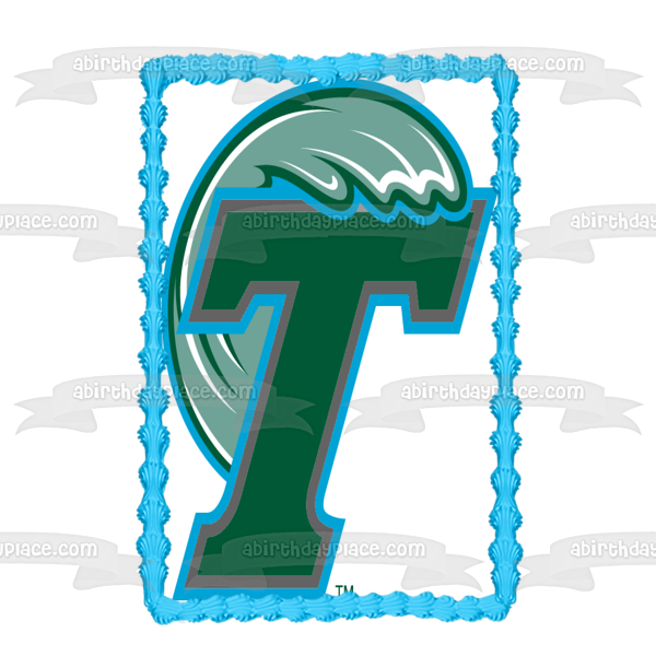 Imagen comestible para tarta con logotipo de la Universidad de Tulane Green Wave ABPID09605 