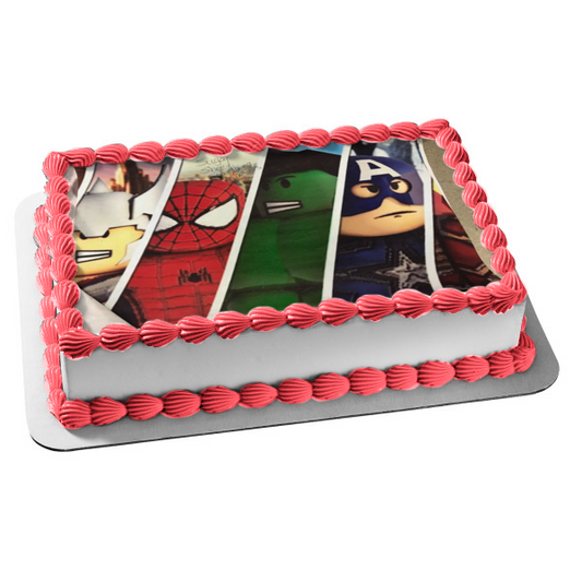 Avengers Cartoon Thor Spider-Man The Hulk Captain America Edible Cake Topper Image ABPID09613