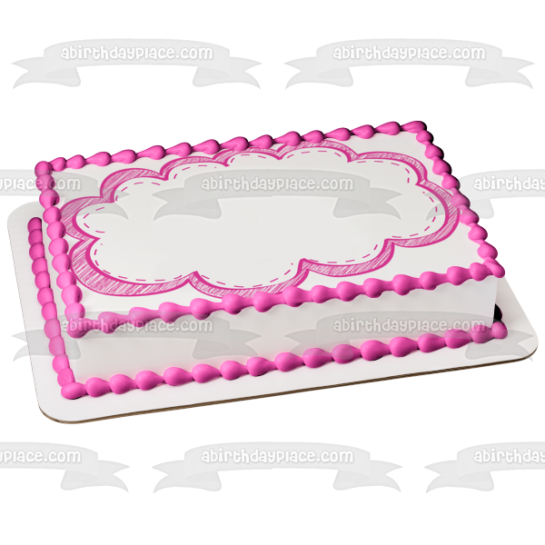 Marco de imagen de decoración comestible para tarta con marco de nube rosa ABPID09701 