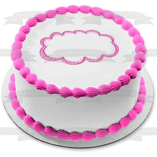 Marco de imagen de decoración comestible para tarta con marco de nube rosa ABPID09701 