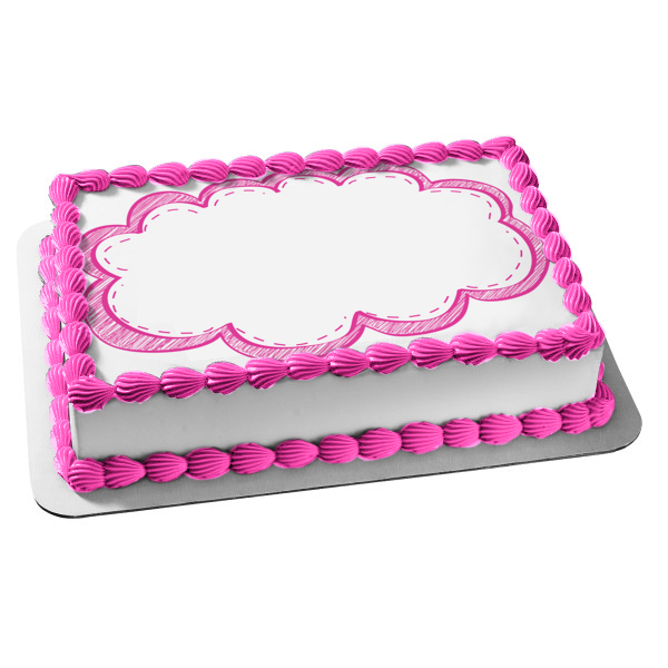 Marco de imagen de decoración comestible para tarta con marco de nube rosa ABPID09701 