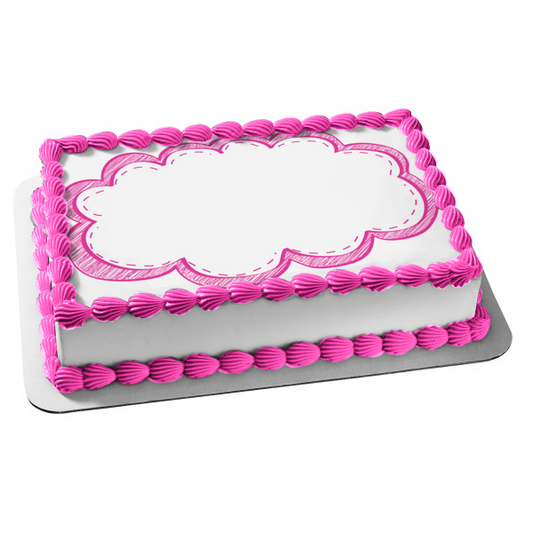 Pink Cloud Frame Edible Cake Topper Image Frame ABPID09701