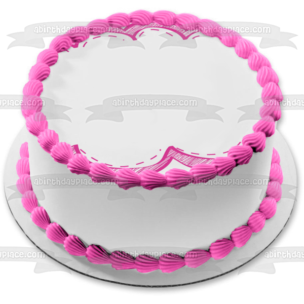 Marco de imagen de decoración comestible para tarta con marco de nube rosa ABPID09701 