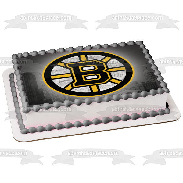 Logotipo de los Boston Bruins Deportes profesionales Equipo de hockey sobre hielo Boston Massachusetts División Atlántica Conferencia Este Liga Nacional de Hockey NHL Imagen comestible para tarta ABPID09182 