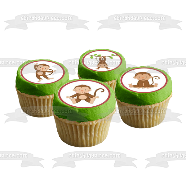 Cartoon Monkeys In Various Positions Edible Cupcake Topper Images ABPID49799