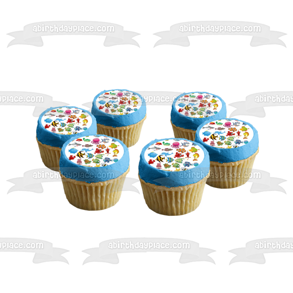 Fish Ocean Sea Creatures Life Edible Cake Topper Image ABPID00077