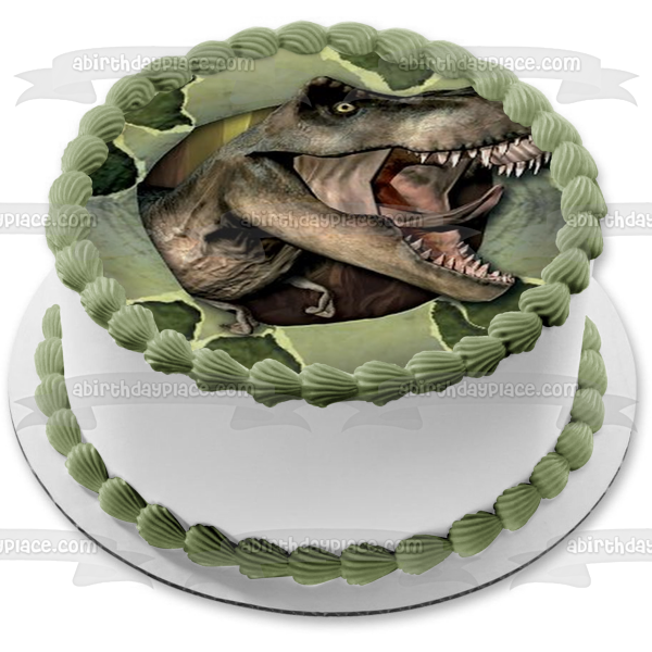 Tyrannosaurus Rex T-Rex Dinosaur Head Ripping Poster Edible Cake Topper Image ABPID00104